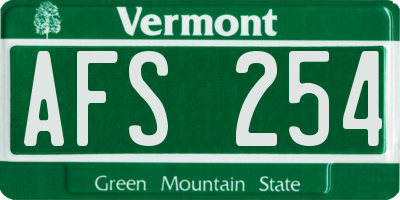 VT license plate AFS254