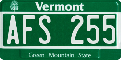 VT license plate AFS255