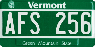 VT license plate AFS256