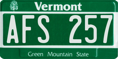 VT license plate AFS257