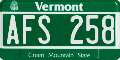 VT license plate AFS258