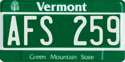 VT license plate AFS259