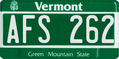 VT license plate AFS262