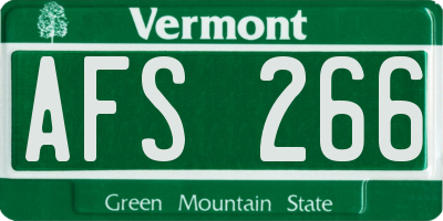 VT license plate AFS266