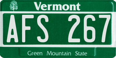 VT license plate AFS267
