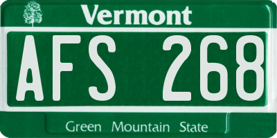 VT license plate AFS268