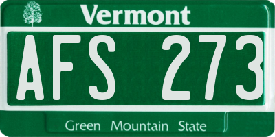 VT license plate AFS273