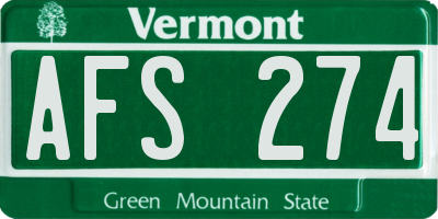 VT license plate AFS274