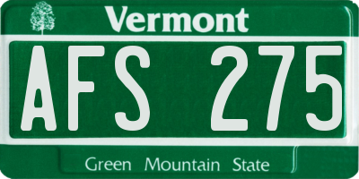 VT license plate AFS275