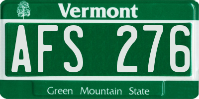 VT license plate AFS276
