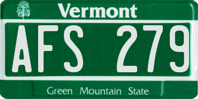 VT license plate AFS279