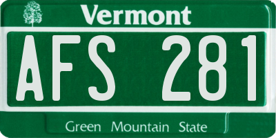 VT license plate AFS281