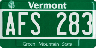 VT license plate AFS283