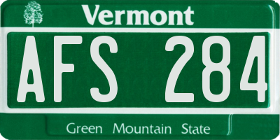 VT license plate AFS284