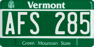 VT license plate AFS285