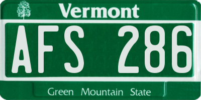VT license plate AFS286