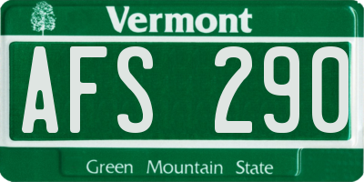 VT license plate AFS290