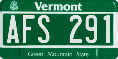 VT license plate AFS291