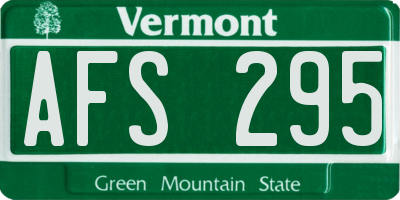 VT license plate AFS295