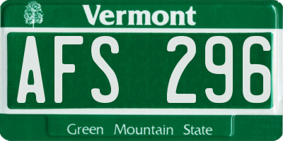 VT license plate AFS296