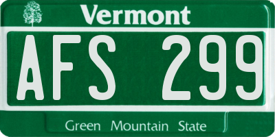 VT license plate AFS299