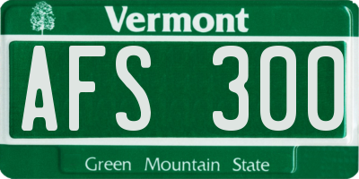 VT license plate AFS300
