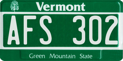 VT license plate AFS302