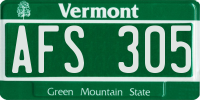VT license plate AFS305