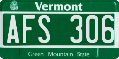 VT license plate AFS306