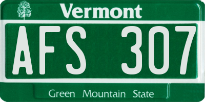 VT license plate AFS307