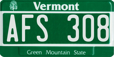 VT license plate AFS308