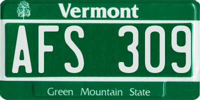 VT license plate AFS309