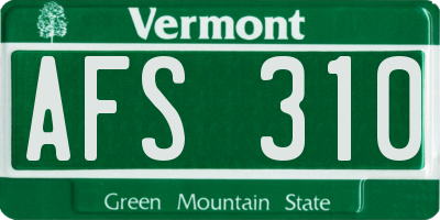VT license plate AFS310