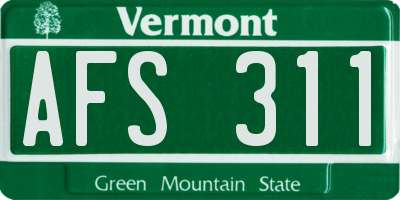 VT license plate AFS311