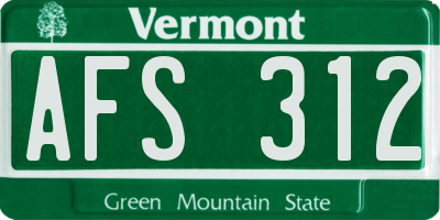 VT license plate AFS312