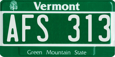 VT license plate AFS313