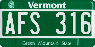 VT license plate AFS316