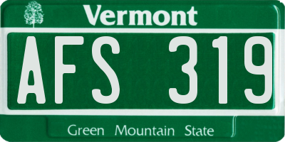 VT license plate AFS319
