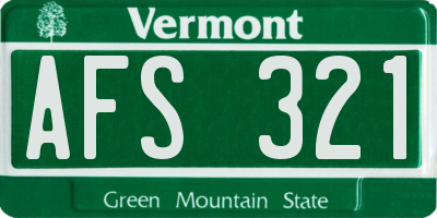 VT license plate AFS321