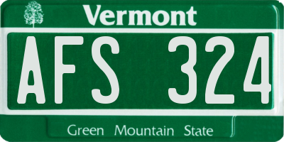 VT license plate AFS324