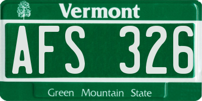 VT license plate AFS326