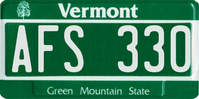 VT license plate AFS330