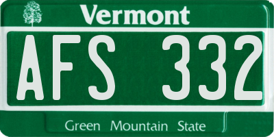 VT license plate AFS332
