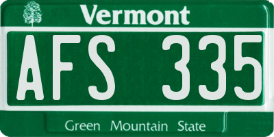 VT license plate AFS335