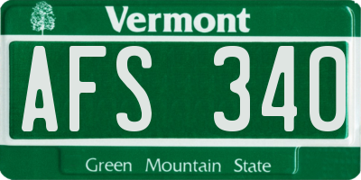 VT license plate AFS340