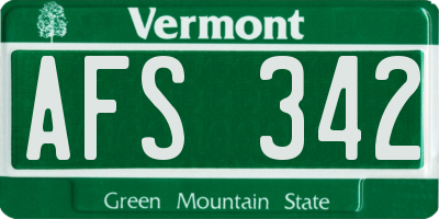 VT license plate AFS342