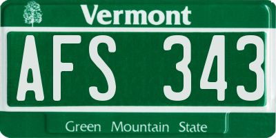 VT license plate AFS343