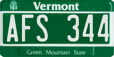 VT license plate AFS344