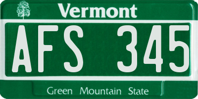 VT license plate AFS345