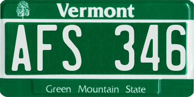 VT license plate AFS346